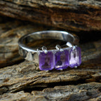 Amethyst Trilogy Turkish 925 Sterling Silver Purple Gemstones Whisper thin Romantic Ring Jewellery