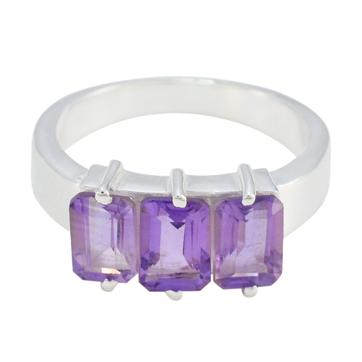 Amethyst Trilogy Turkish 925 Sterling Silver Purple Gemstones Whisper thin Romantic Ring Jewellery Imagen principal del producto