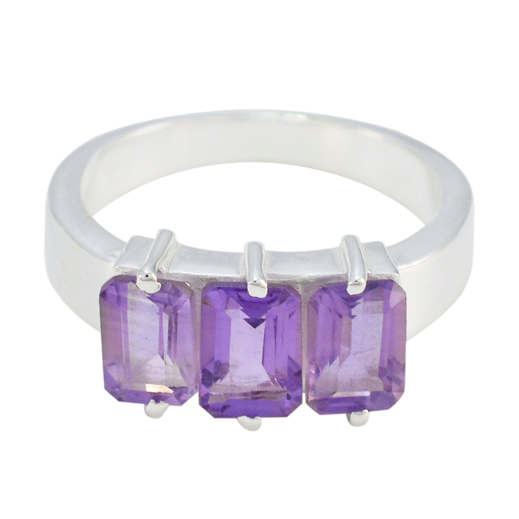 Amethyst Trilogy Turkish 925 Sterling Silver Purple Gemstones Whisper thin Romantic Ring Jewellery