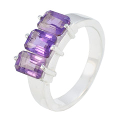 Amethyst-Trilogie, türkischer 925er Sterlingsilber, violette Edelsteine, flüsterdünner romantischer Ringschmuck