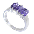 Amethyst Trilogy Turkish 925 Sterling Silver Purple Gemstones Whisper thin Romantic Ring Jewellery