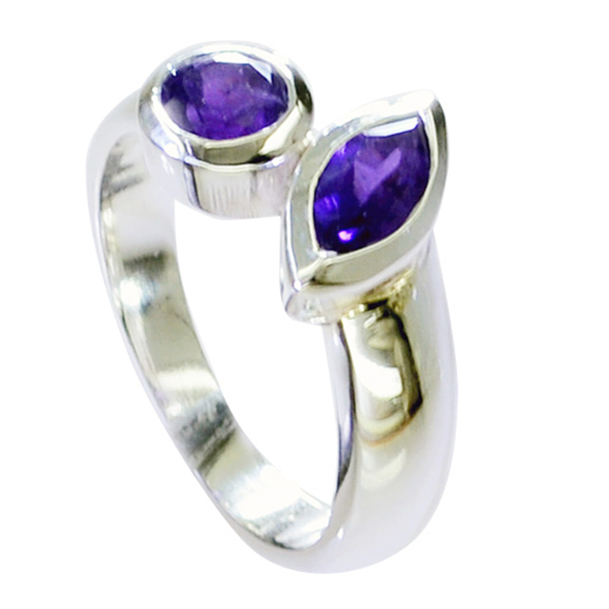 Amethyst Toi et Moi American Silver Purple Gemstones Whisper thin Feminine Ring Jewellery Imagen principal del producto