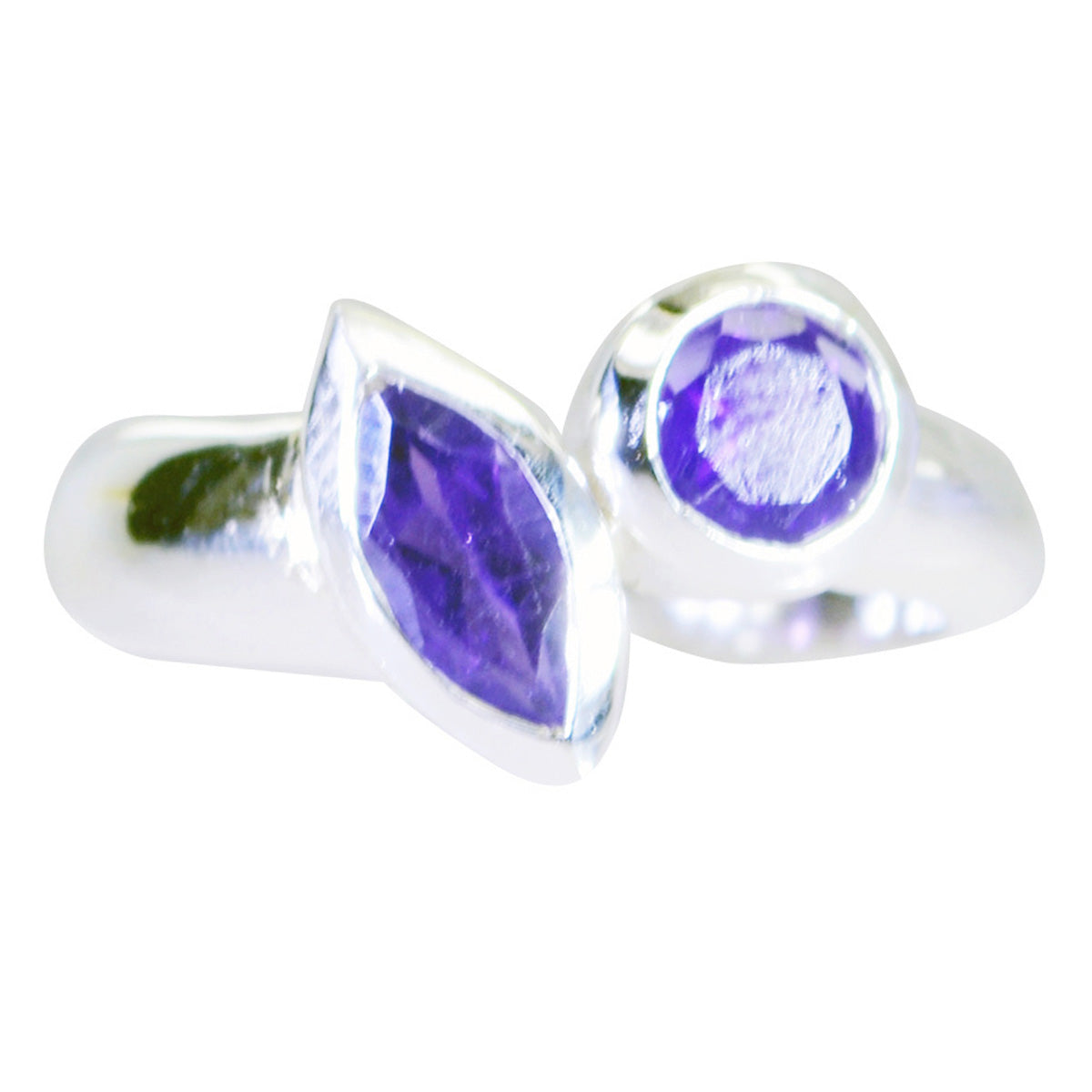 Amethyst Toi et Moi American Silver Purple Gemstones Whisper thin Feminine Ring Jewellery