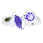 Amethyst Toi et Moi American Silver Purple Gemstones Whisper thin Feminine Ring Jewellery