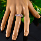 Amethyst Penta Russian 925 Sterling Silver Purple Gemstones Classic Contemporary Band Jewellery