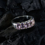 Amethyst Penta Russian 925 Sterling Silver Purple Gemstones Classic Contemporary Band Jewellery