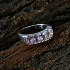 Amethyst Penta Russian 925 Sterling Silver Purple Gemstones Classic Contemporary Band Jewellery