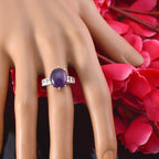 Amethyst Halo Egyptian Silver Purple Gemstone Slim Fairytale Ring Jewelry