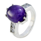 Amethyst Halo Egyptian Silver Purple Gemstone Slim Fairytale Ring Jewelry