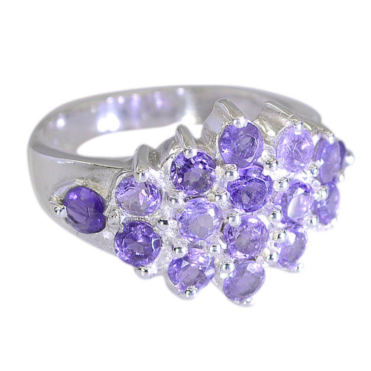 Amethyst multiple German 92.5 Silver Purple Gemstone Minimal Luxurious Ring Jewellery Imagen principal del producto