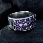 Amethyst multiple African Silver Purple Gemstones Versatile Trendy Ring Jewellery