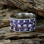 Amethyst multiple African Silver Purple Gemstones Versatile Trendy Ring Jewellery