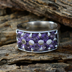 Amethyst multiple African Silver Purple Gemstones Versatile Trendy Ring Jewellery
