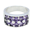 Amethyst multiple African Silver Purple Gemstones Versatile Trendy Ring Jewellery