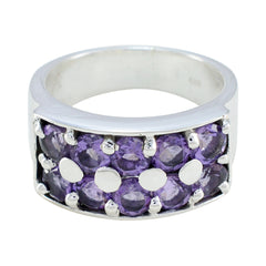 Amethyst multiple African Silver Purple Gemstones Versatile Trendy Ring Jewellery
