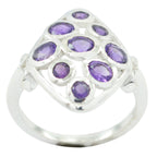 Amethyst Navratna Indian 925 Silver Purple Gems Slim Luxurious Ring Jewellery