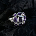Amethyst Navratna Russian 925 Silver Purple Gemstone Classic Signet Ring Jewellery