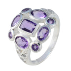 Amethyst Navratna Russian 925 Silver Purple Gemstone Classic Signet Ring Jewellery