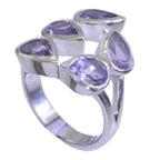 Amethyst Penta African Silver Purple Gemstones Versatile Abstract Ring Jewellery