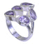 Amethyst Penta African Silver Purple Gemstones Versatile Abstract Ring Jewellery