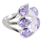 Amethyst Penta African Silver Purple Gemstones Versatile Abstract Ring Jewellery