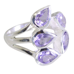 Amethyst Penta African Silver Purple Gemstones Versatile Abstract Ring Jewellery