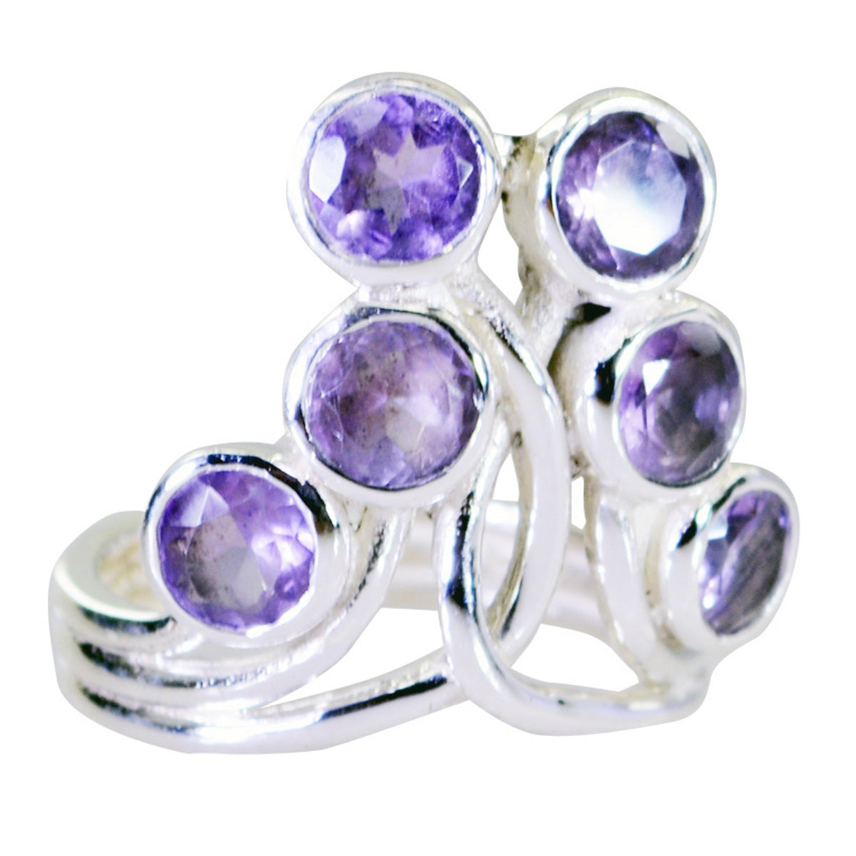 Amethyst Hexa Russian Sterling Silver Purple Gems Minimal Modern Ring Jewelry Main image