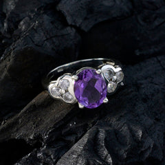 Amethyst Hepta German 925 Silver Purple Gemstones Slim Romantic Ring Jewelry