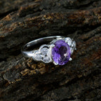 Amethyst Hepta German 925 Silver Purple Gemstones Slim Romantic Ring Jewelry