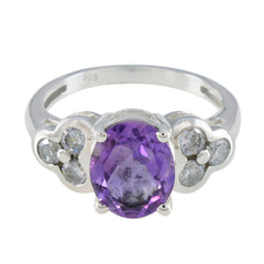Amethyst Hepta German 925 Silver Purple Gemstones Slim Romantic Ring Jewelry