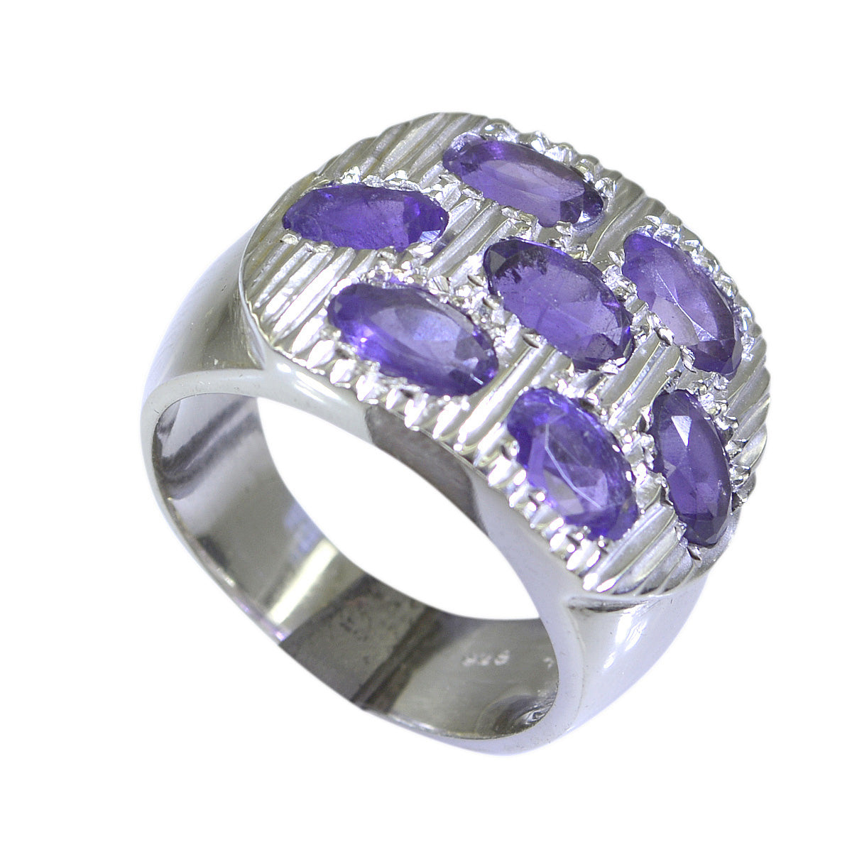 Amethyst Hepta German 92.5 Silver Purple Gems Essential  Contemporary Ring Jewelry