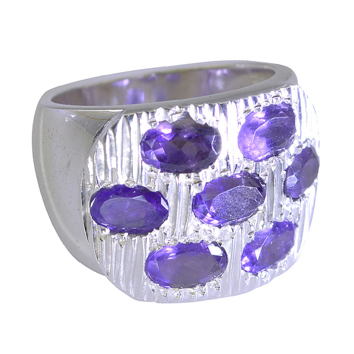 Amethyst Hepta German 92.5 Silver Purple Gems Essential  Contemporary Ring Jewelry