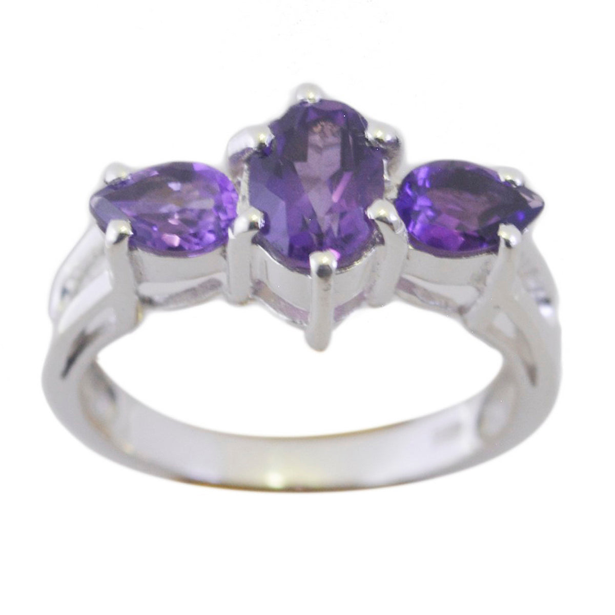 Amethyst Trilogy Turkish Silver Purple Gemstones Whisper thin Fairytale Ring Jewelry