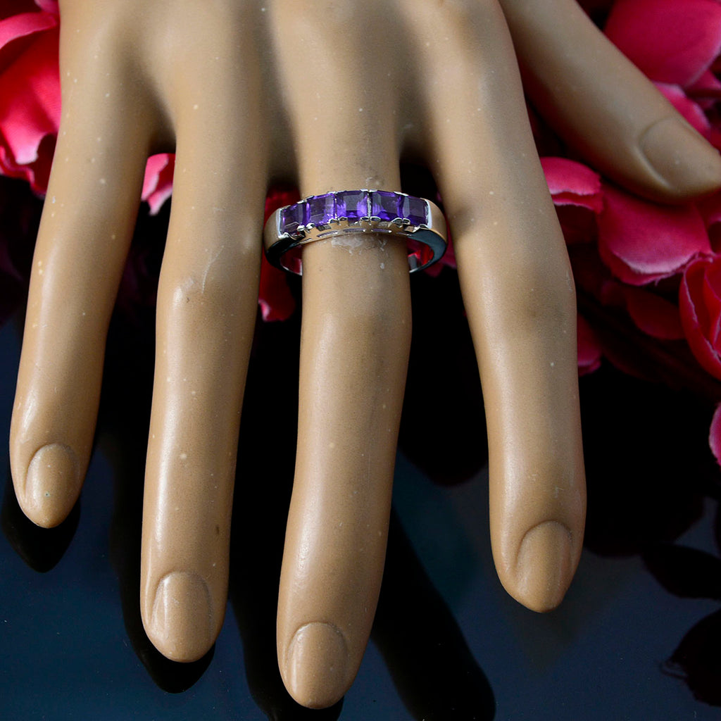 Amethyst Penta African 92.5 Silver Purple Gemstones Tiny Trendy Ring Jewellery