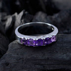 Amethyst Penta African 92.5 Silver Purple Gemstones Tiny Trendy Ring Jewellery