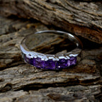 Amethyst Penta African 92.5 Silver Purple Gemstones Tiny Trendy Ring Jewellery