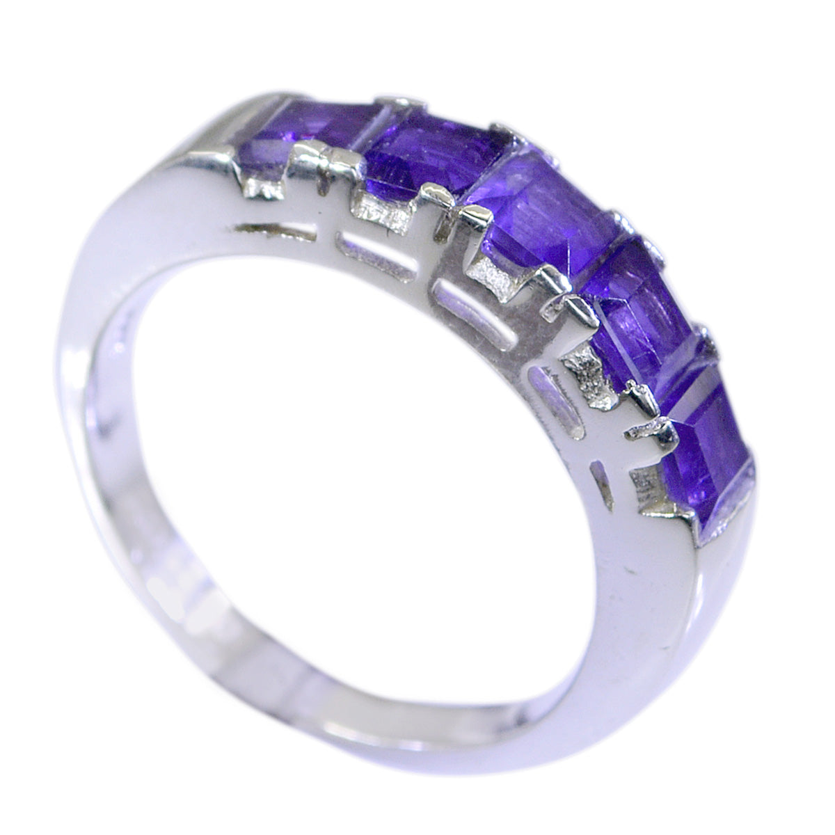 Amethyst Penta African 92.5 Silver Purple Gemstones Tiny Trendy Ring Jewellery Hoofdafbeelding