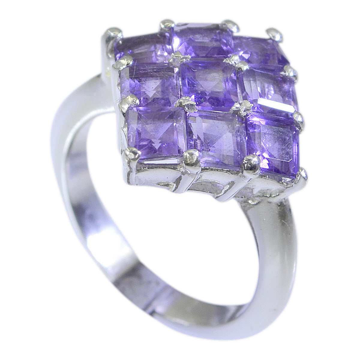 Amethyst Navratna Russian 925 Sterling Silver Purple Gems Classic Glamorous Ring Jewelry Huvudsaklig produktbild