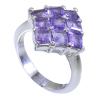 Amethyst Navratna Russian 925 Sterling Silver Purple Gems Classic Glamorous Ring Jewelry