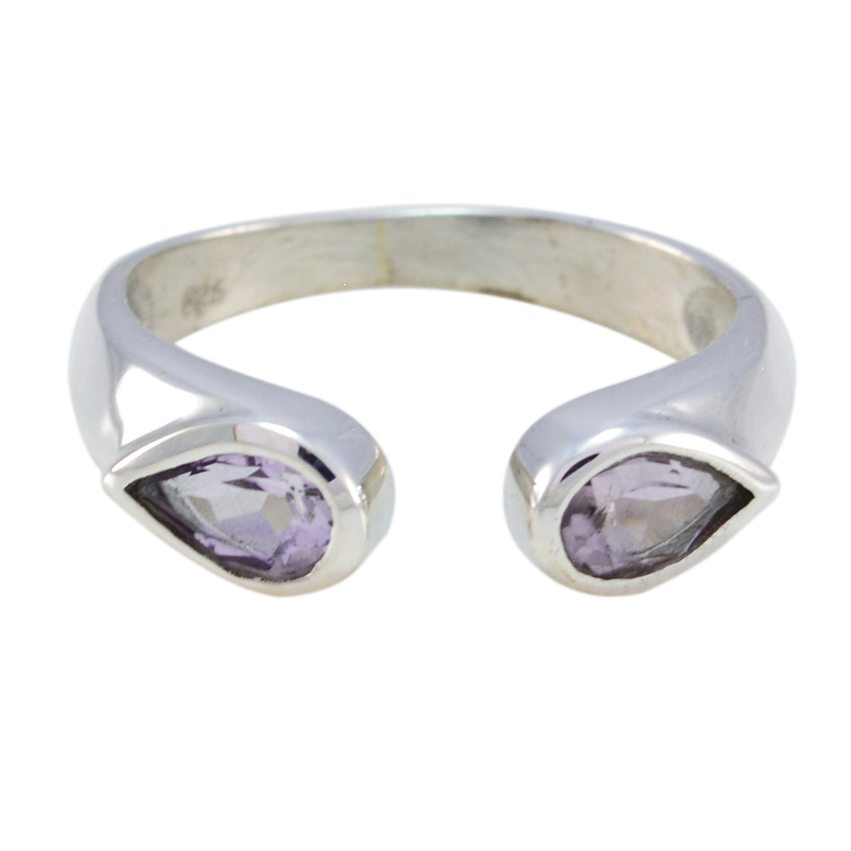 Amethyst Toi et Moi American 925 Sterling Silver Purple Gemstones Delicate Romantic Ring Jewellery Hoofdafbeelding