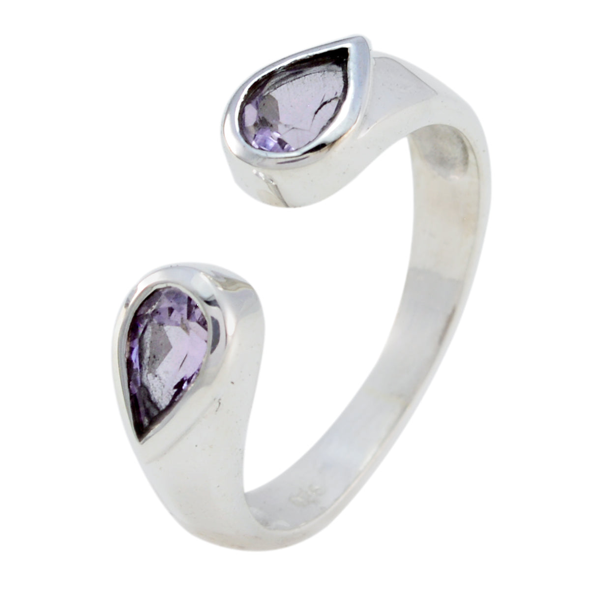Amethyst Toi et Moi American 925 Sterling Silver Purple Gemstones Delicate Romantic Ring Jewellery