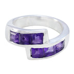 Amethyst octa Egyptian Sterling Silver Purple Gemstone Classic Modern Ring Jewellery