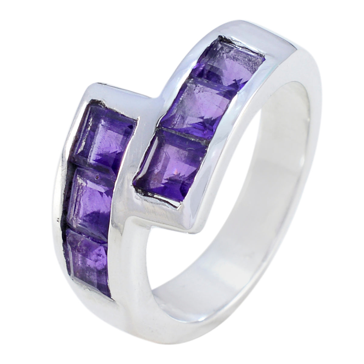 Amethyst octa Egyptian Sterling Silver Purple Gemstone Classic Modern Ring Jewellery