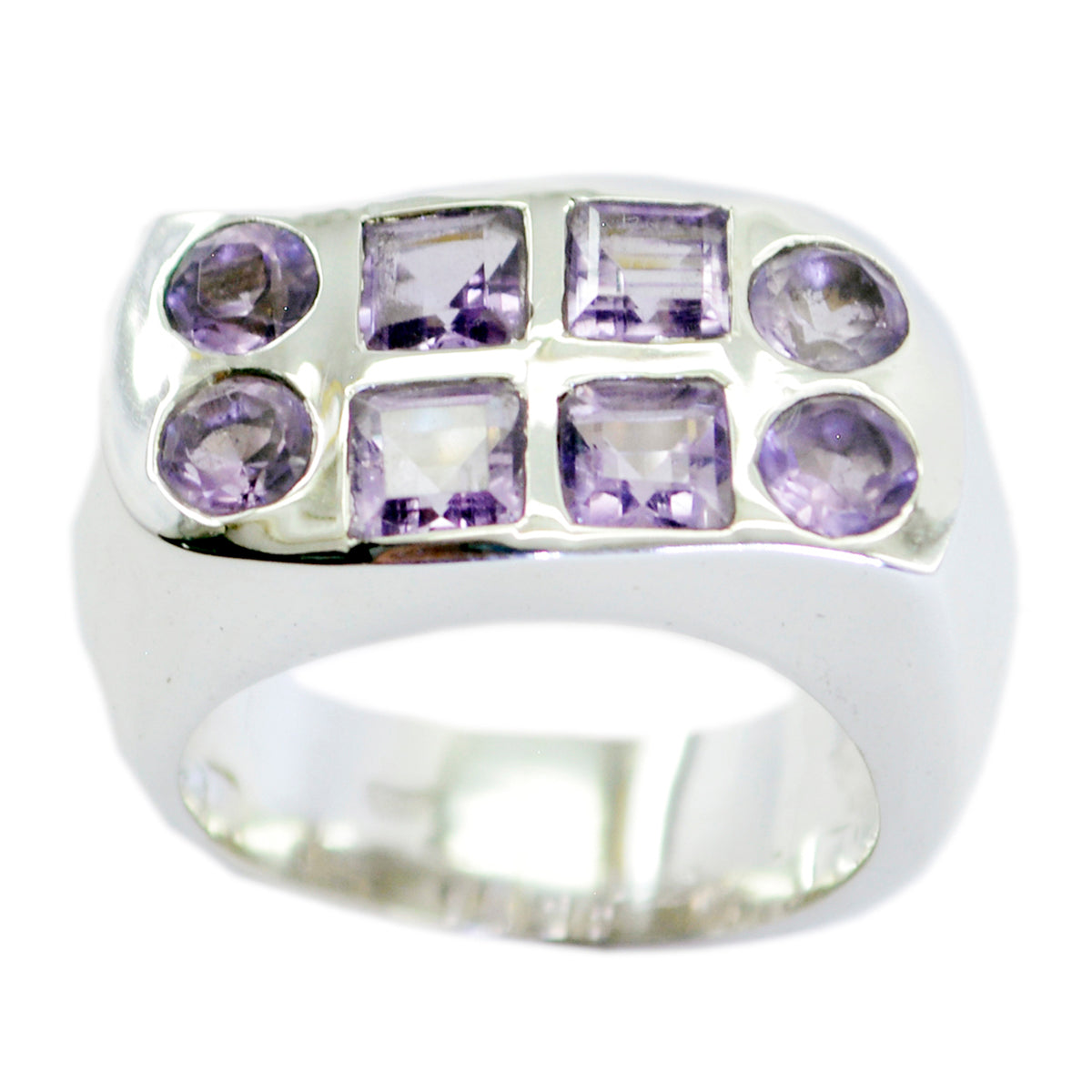 Amethyst Okta Spanisch 92,5 Silber Lila Edelsteine Klobiger traditioneller Ring Schmuck