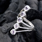 Amethyst Penta German 92.5 Silver Purple Gems Classic Abstract Ring Jewelry