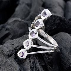 Amethyst Penta German 92.5 Silver Purple Gems Classic Abstract Ring Jewelry