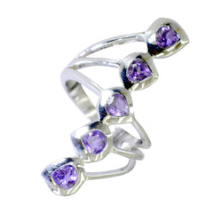 Amethyst Penta German 92.5 Silver Purple Gems Classic Abstract Ring Jewelry