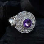 Amethyst multiple Indian 92.5 Silver Purple Gemstone Essential  Trendy Ring Jewelry