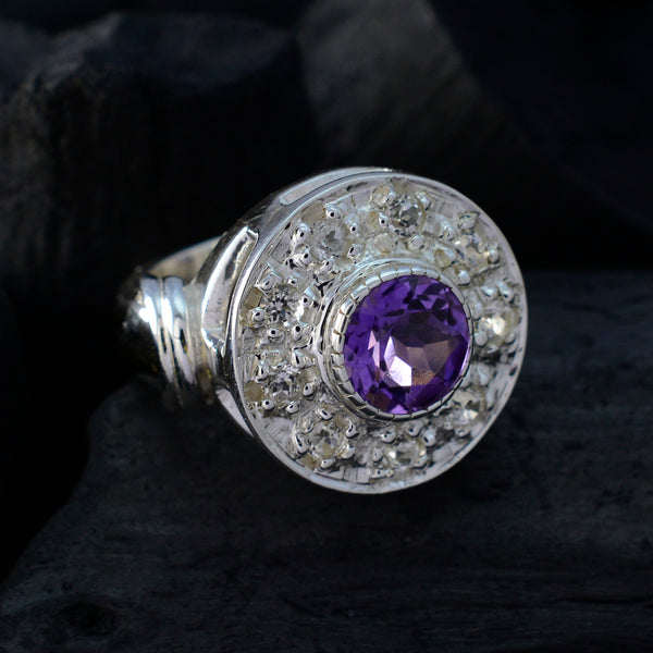 Amethyst multiple Indian 92.5 Silver Purple Gemstone Essential  Trendy Ring Jewelry