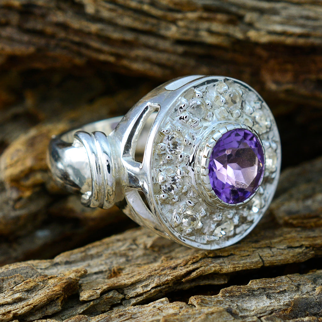 Amethyst multiple Indian 92.5 Silver Purple Gemstone Essential  Trendy Ring Jewelry